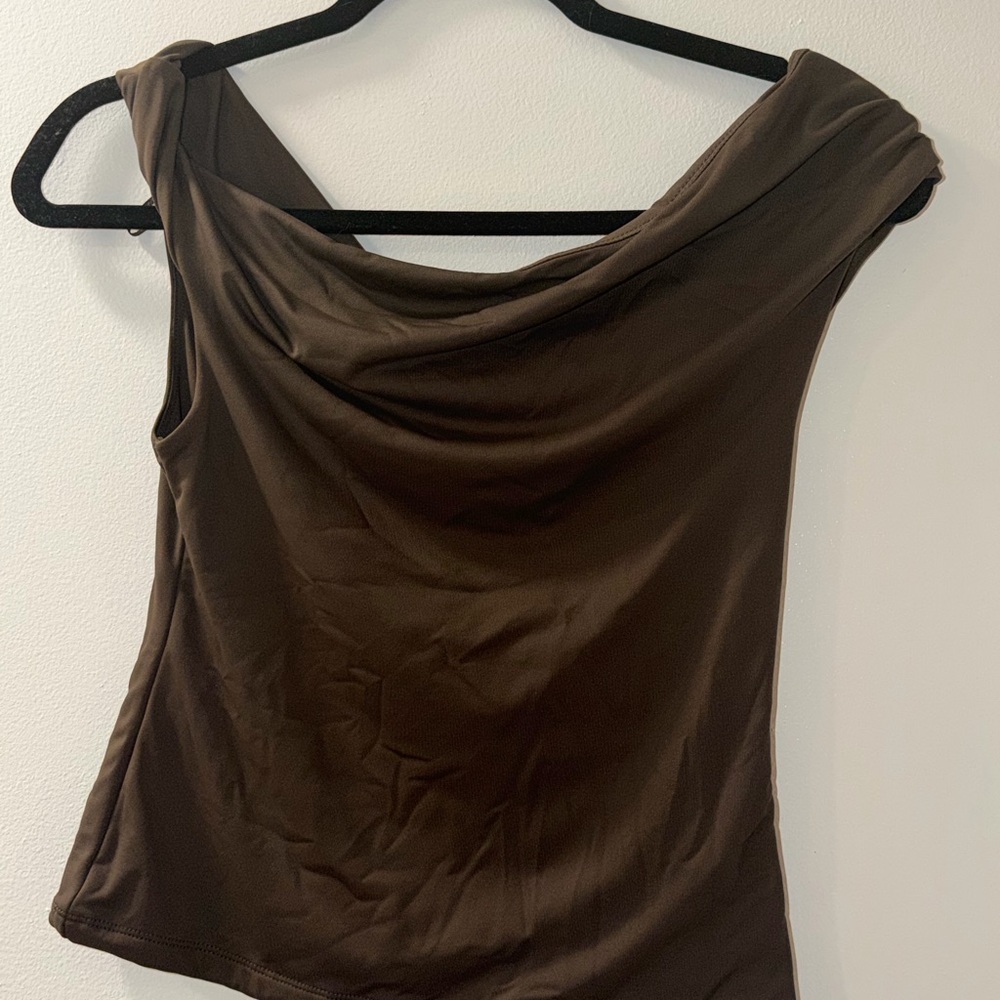 Camila Coelho Brown Draped Cowl Neck Camisole
